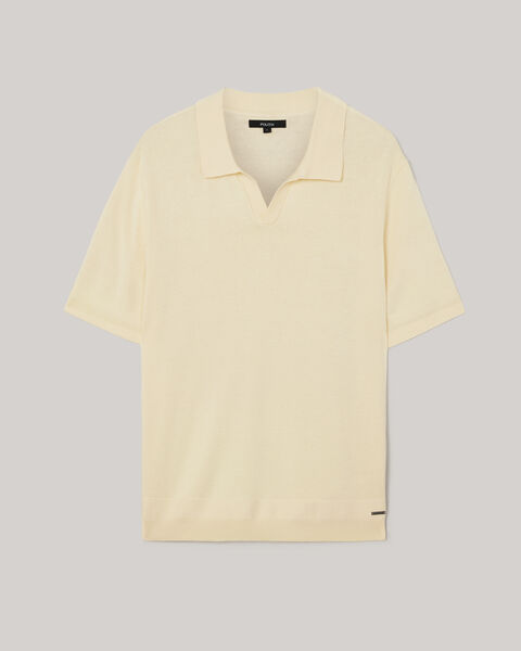 Short Sleeve Trophy Neck Knit, Lemon, hi-res
